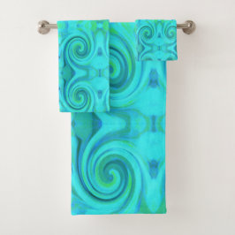 Groovy Cooles Abstraktes Aqua Liquid Art Swirl Mus Badhandtuch Set
