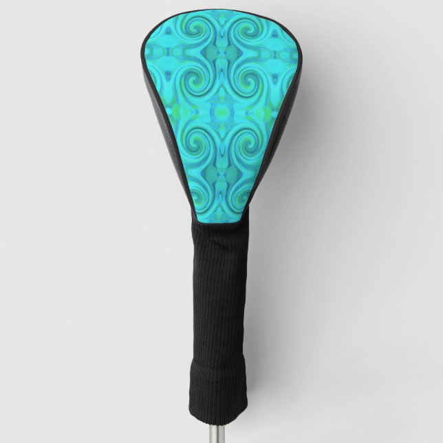 Groovy Cooles Abstraktes Aqua Liquid Art Swirl Mus Golf Headcover (Vorderseite)