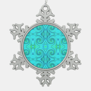 Groovy Cooles Abstraktes Aqua Liquid Art Swirl Mus Schneeflocken Zinn-Ornament