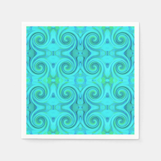 Groovy Cooles Abstraktes Aqua Liquid Art Swirl Mus Serviette (Vorderseite)