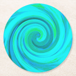 Groovy Cooles Abstraktes Aqua Liquid Art Swirl Runder Pappuntersetzer