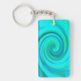 Groovy Cooles Abstraktes Aqua Liquid Art Swirl Schlüsselanhänger