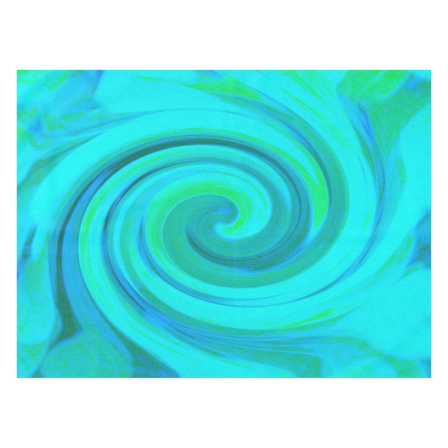 Groovy Cooles Abstraktes Aqua Liquid Art Swirl Tischdecke (Vorderseite (Horizontal))