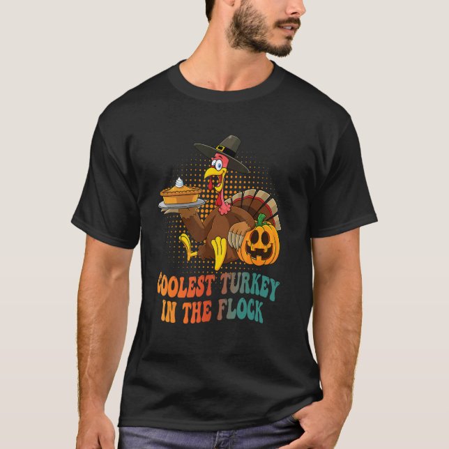Groovy Coolest Turkey In The Flock Turkey hat pump T-Shirt (Vorderseite)