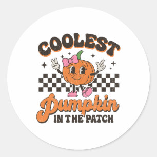 Groovy Coolster Kürbis zum PatchHalloween Runder Aufkleber