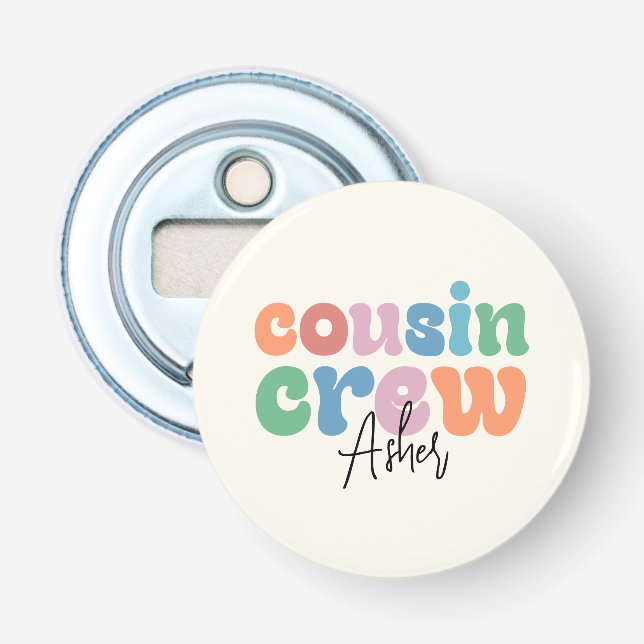 Groovy Cousin Crew Personalisiert Flaschenöffner (Vorderseite)