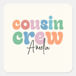Groovy Cousin Crew Personalized Quadratischer Aufkleber