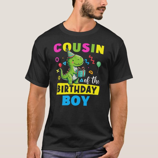 Groovy Cousin of the Birthday Boy Dinosaur Family  T-Shirt (Vorderseite)