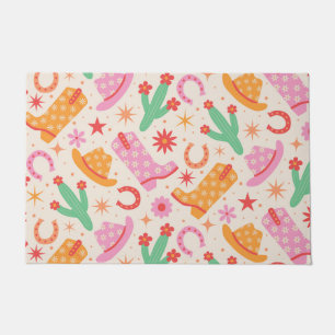 Groovy Cowgirl Stiefel and Hats Muster mit Cactus Fußmatte