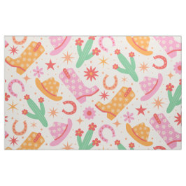 Groovy Cowgirl Stiefel and Hats Muster mit Cactus Stoff