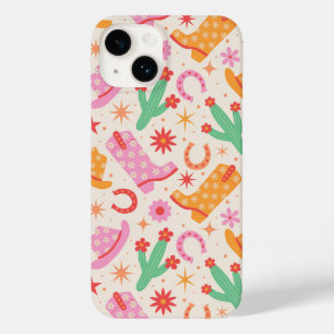 Groovy-Cowgirl-Stiefel und Hut-Muster mit Kaktus Case-Mate iPhone 14 Hülle