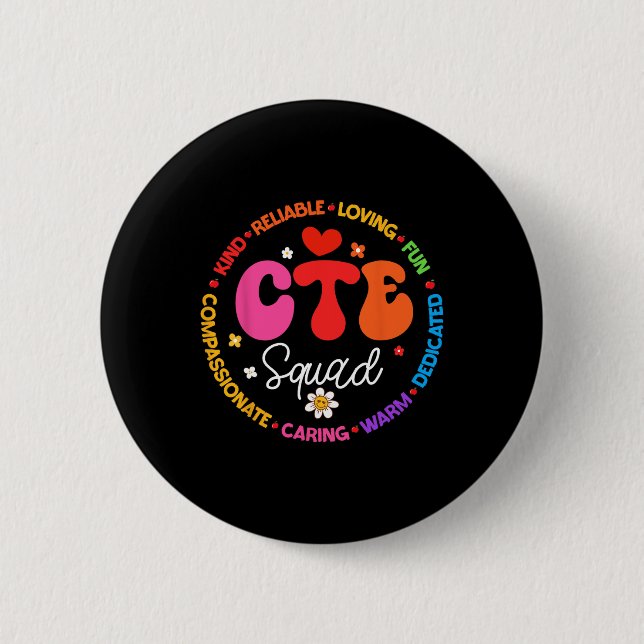 Groovy CTE-Squad-Lehrer CK Zurück zur Schule Lehre Button (Vorderseite)