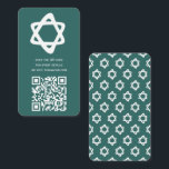 Groovy Custom QR CODE Bar Bat Mitzvah Aquamarin St Begleitkarte<br><div class="desc">Perfekte Einschließkarte für eine Mitzvah-Einladung von Bar oder Fledermäusen! Handgemachte Kunst für Sie mit einem Stern von David und Muster auf der Rückseite! Vollständig anpassbar! Klicken Sie auf "Personalisieren" oben, um den Text zu bearbeiten. Klicken Sie auf "Bearbeiten mit dem Design-Tool", um die Schriftart, Farben und Platzierungen anzupassen und das...</div>