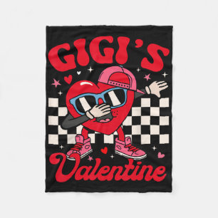 Groovy Dabbing Herz Gigi’s Valentinstag Junge Mädc Fleecedecke