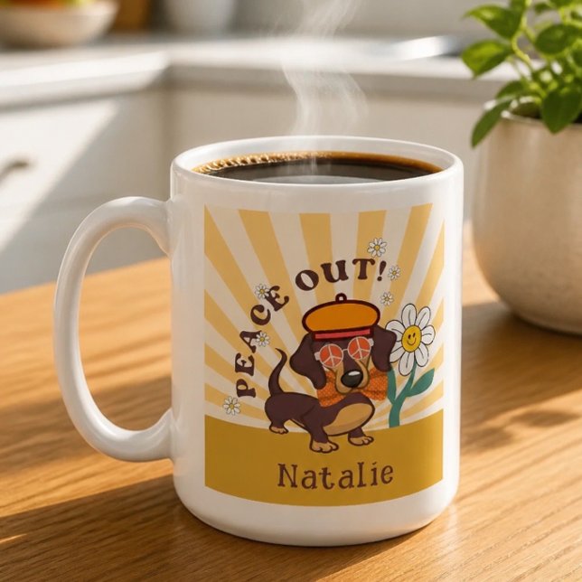 Groovy Dackel | Frieden Kaffeetasse (Von Creator hochgeladen)