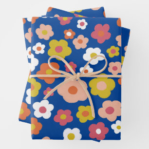 Groovy Daisies Blumenbäume Geburtstagsbaby Geschenkpapier Set
