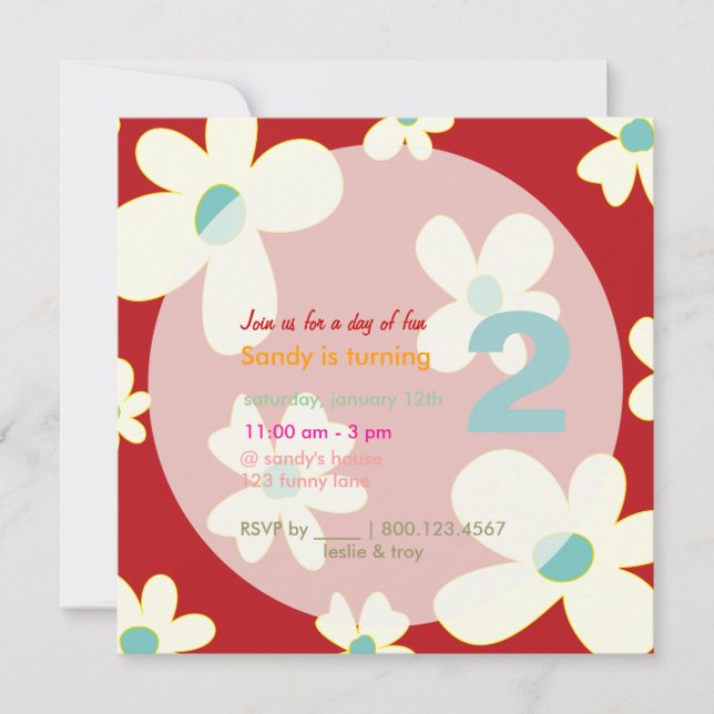 Groovy Daisies/DIY background/Birthday Party Einladung (Vorderseite)