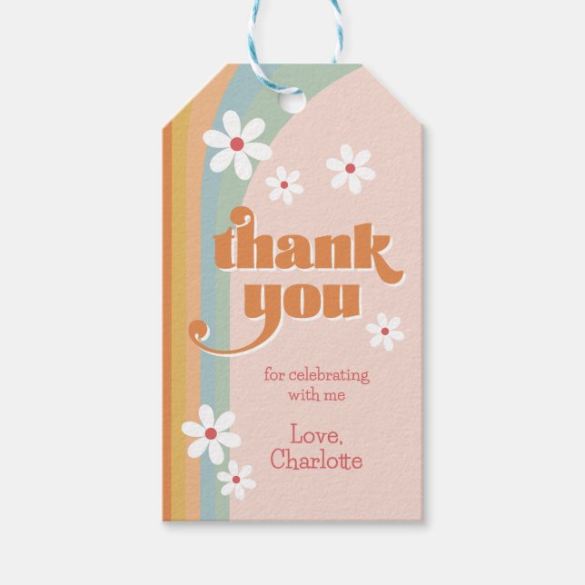 Groovy Daisies Girl's Birthday Danke Geschenkanhänger (Vorderseite)