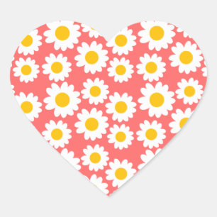 Groovy Daisies Herz-Aufkleber