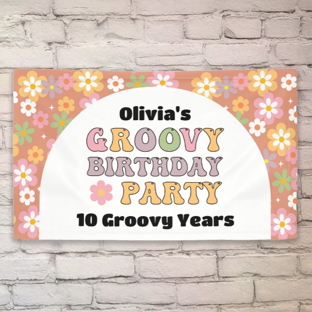 Groovy Daisies Hippie Girl's Birthday Banner (Von Creator hochgeladen)