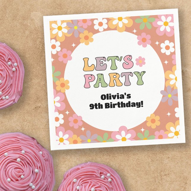 Groovy Daisies Hippie Girl's Birthday Serviette (Von Creator hochgeladen)