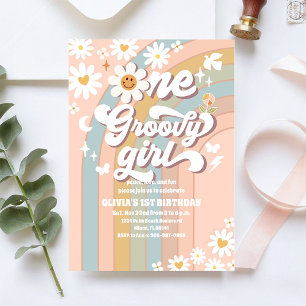Groovy Daisy 1. Geburtstagseinladung Einladung