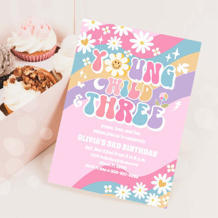 Groovy Daisy 3. Geburtstagseinladung Einladung