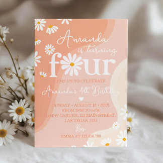Groovy Daisy 4. Geburtstag Einladung