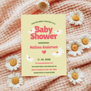Groovy Daisy Babydusche mit gelbem Hintergrund Einladung