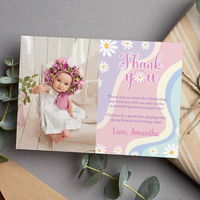 Groovy Daisy Birthday Foto Vielen Dank Dankeskarte (Von Creator hochgeladen)