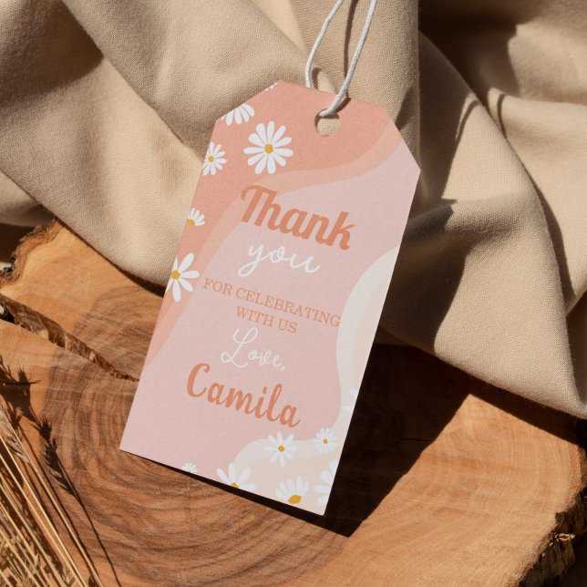 Groovy Daisy Birthday Vielen Dank Tag Geschenkanhänger (Von Creator hochgeladen)