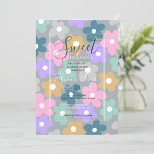 Groovy Daisy Blume Gray Retro Boho Floral Einladung