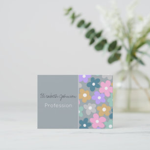 Groovy Daisy Blume Gray Retro Boho Floral Visitenkarte