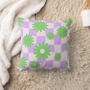 Groovy Daisy Blumen Karo, Y2K 90er Kissen