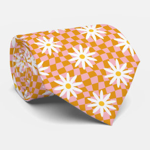 Groovy Daisy Blumen Karo, Y2K 90er Krawatte