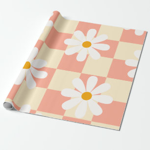 Groovy Daisy Blumen Karo, Y2K 90er Wrappin Geschenkpapier