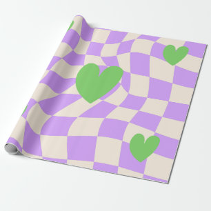 Groovy Daisy Blumen Karo, Y2K 90er Wrappin Geschenkpapier