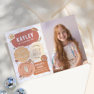 Groovy Daisy Boho Let's Party Foto Girl Birthday Einladung