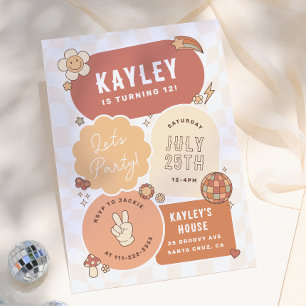 Groovy Daisy Boho Retro Lass Lass uns feiern Gebur Einladung