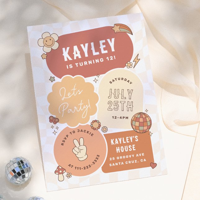 Groovy Daisy Boho Retro Party Girl Birthday Einladung (Von Creator hochgeladen)