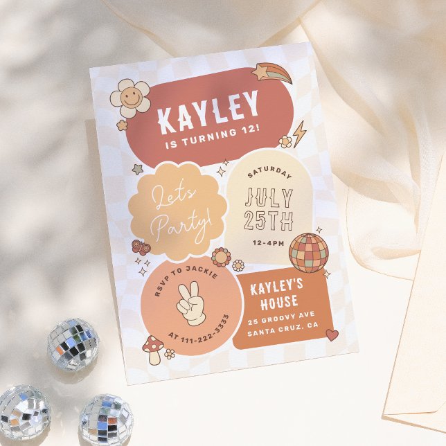 Groovy Daisy Boho Retro Party Girl Birthday Einladung (Von Creator hochgeladen)