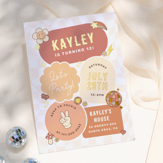 Groovy Daisy Boho Retro Party Girl Birthday Folieneinladung