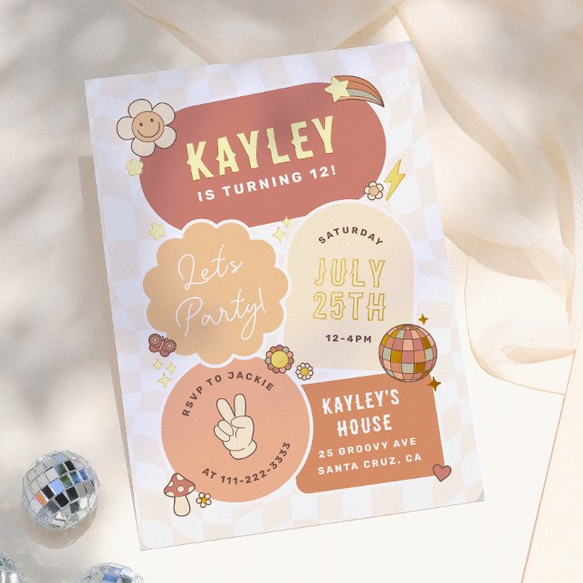 Groovy Daisy Boho Retro Party Girl Birthday Folieneinladung (Von Creator hochgeladen)