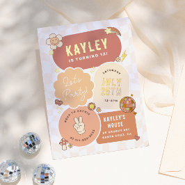 Groovy Daisy Boho Retro Party Girl Birthday Folieneinladung