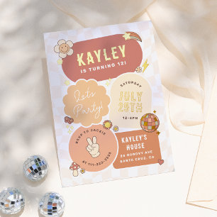 Groovy Daisy Boho Retro Party Girl Birthday Folieneinladung