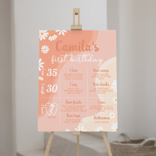 Groovy Daisy First Birthday Milestone Sign Poster