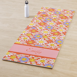 Groovy Daisy Floral Checkerboard, Y2K 90s Yogamatte