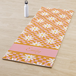 Groovy Daisy Floral Checkerboard, Y2K 90s Yogamatte