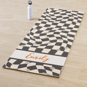 Groovy Daisy Floral Checkerboard, Y2K 90s Yogamatte