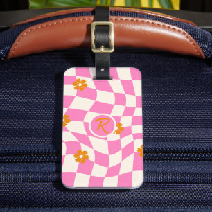 Groovy Daisy Floral Heart Karo, Y2K 90er Gepäckanhänger